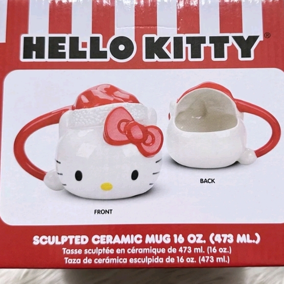 Hello Kitty Santa Hat Christmas Holiday Sculpted 3D Ceramic MUG NEW 16oz - Picture 2 of 3